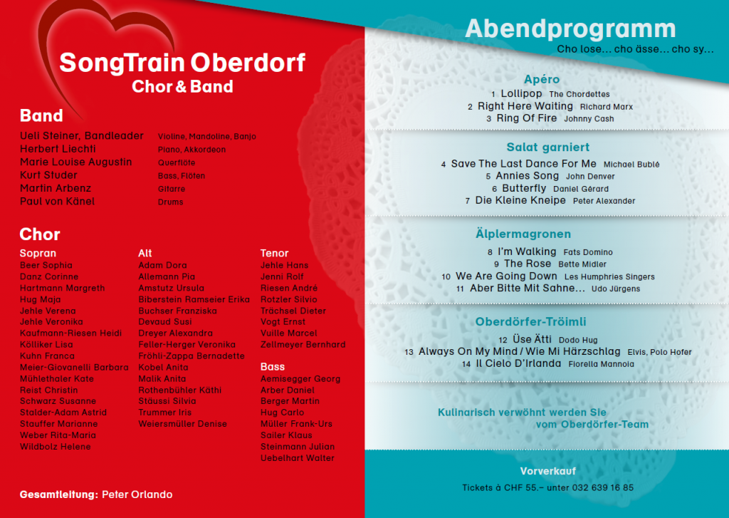 Konzerprogramm 2016 "Liebeslieder" Oberdörferberg