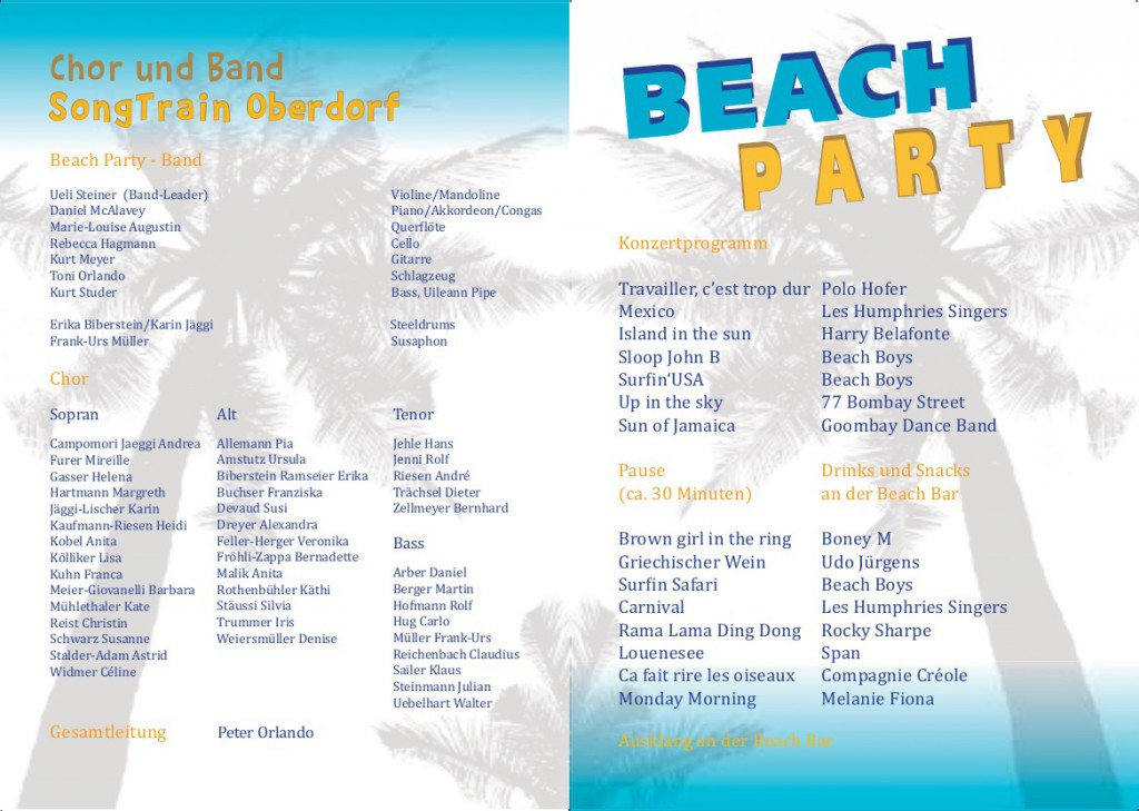 Konzertprogramm Beach Party 2013