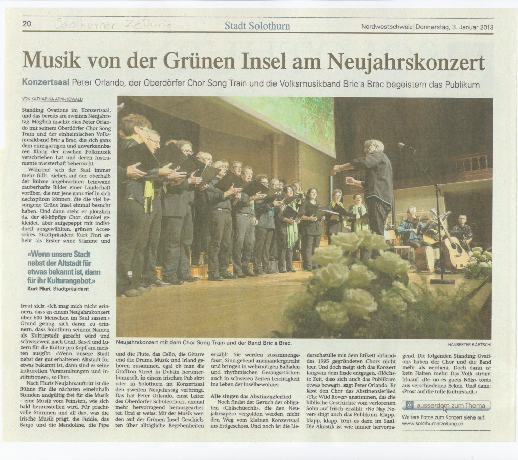 Bericht Solothurner Zeitung zum Neujahrskonzert 2013