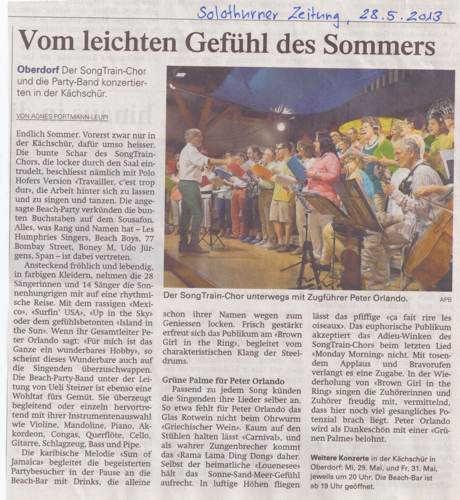 Bericht Solothurner Zeitung vom 28.05.2013